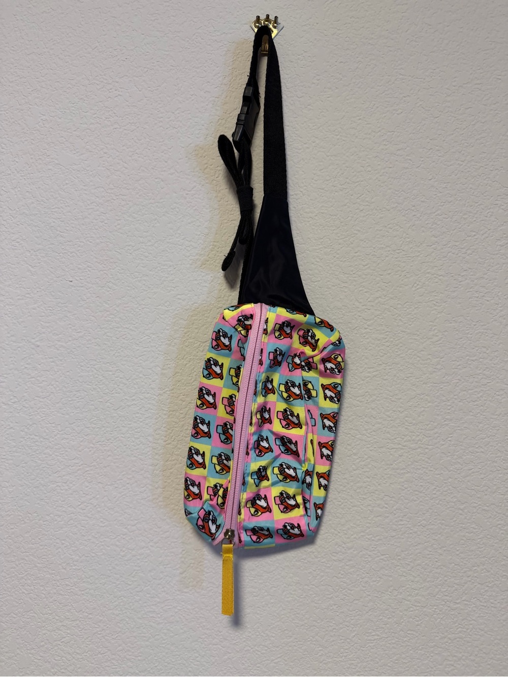 Pastel Pop-Print Crossbody Sling Bag - Pink/Blue